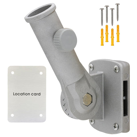 NQ flag pole holder in silver with adjustable angle for outdoor display