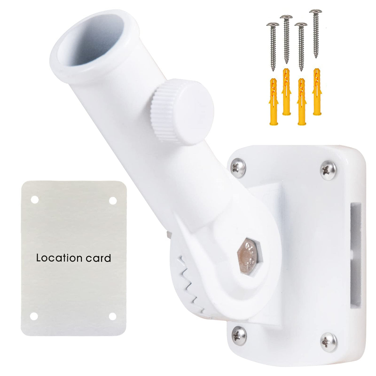 NQ flag pole holder front view shows rugged aluminum exterior for outdoor flag displays.