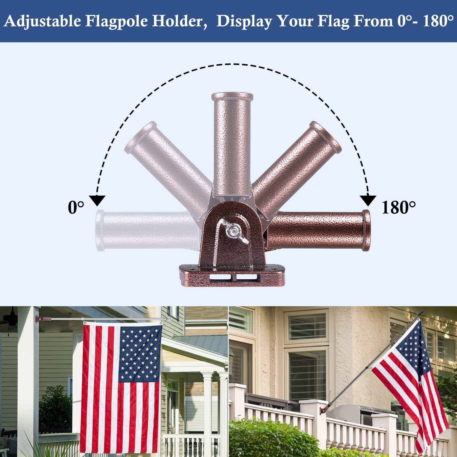 NQ multi-angle flag display bracket offers 0–180 degree positioning.