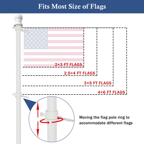 NQ flag pole on porch or garden adds a classic outdoor touch.