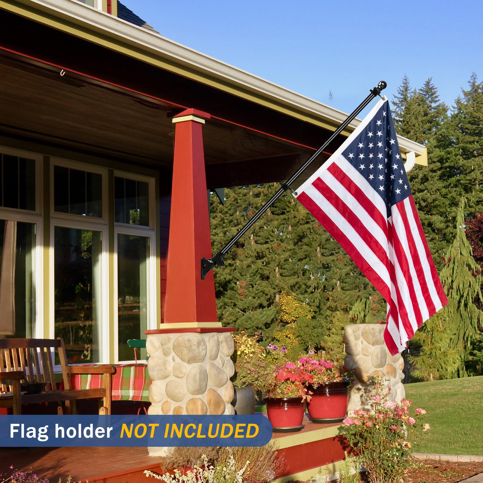 NQ flag pole with removable sections enables adjustable height for flags