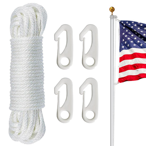 NQ flag pole rope kit in use, smooth through pulleys for reliable outdoor flag display.