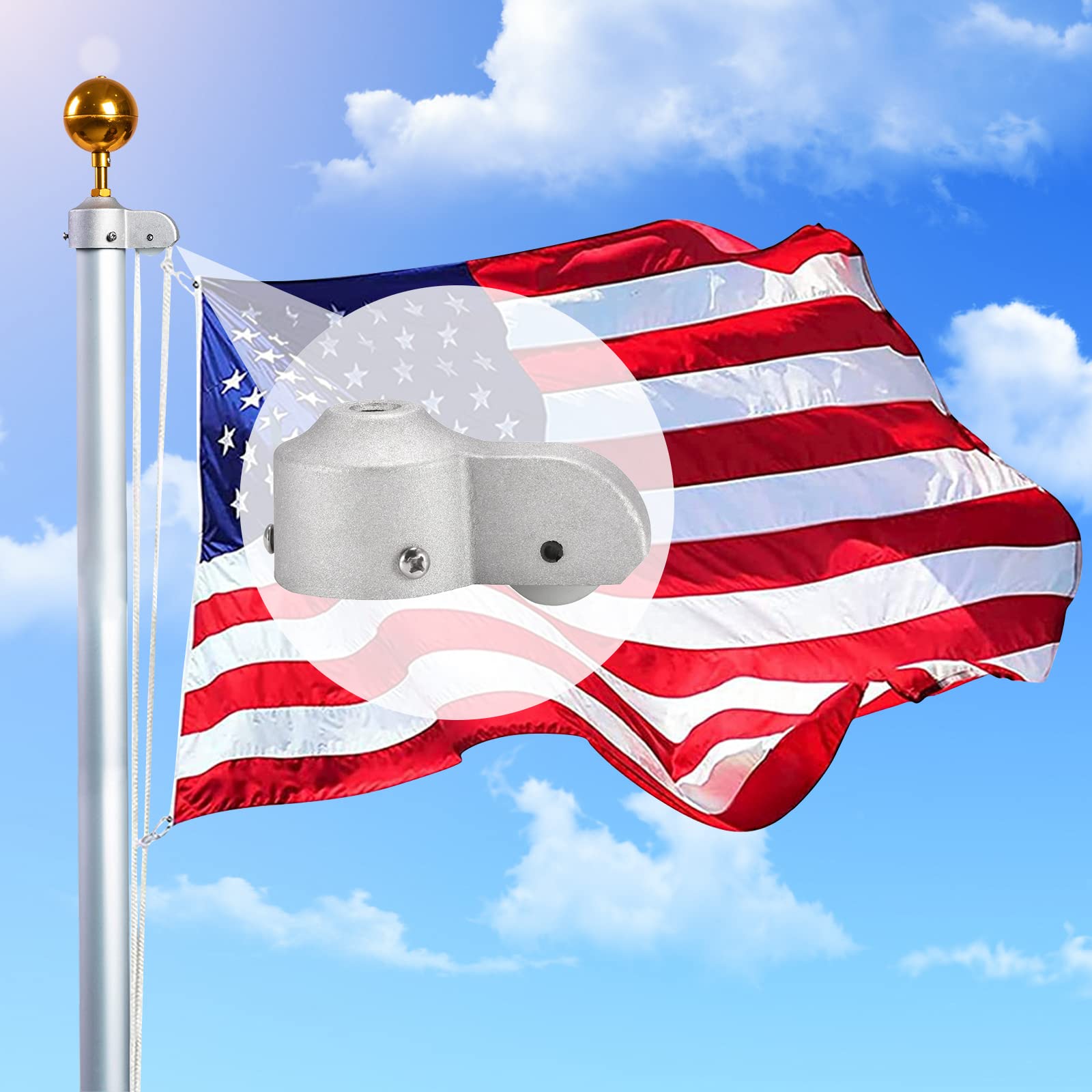 NQ flag pole truck in aluminum alloy for durable outdoor use.