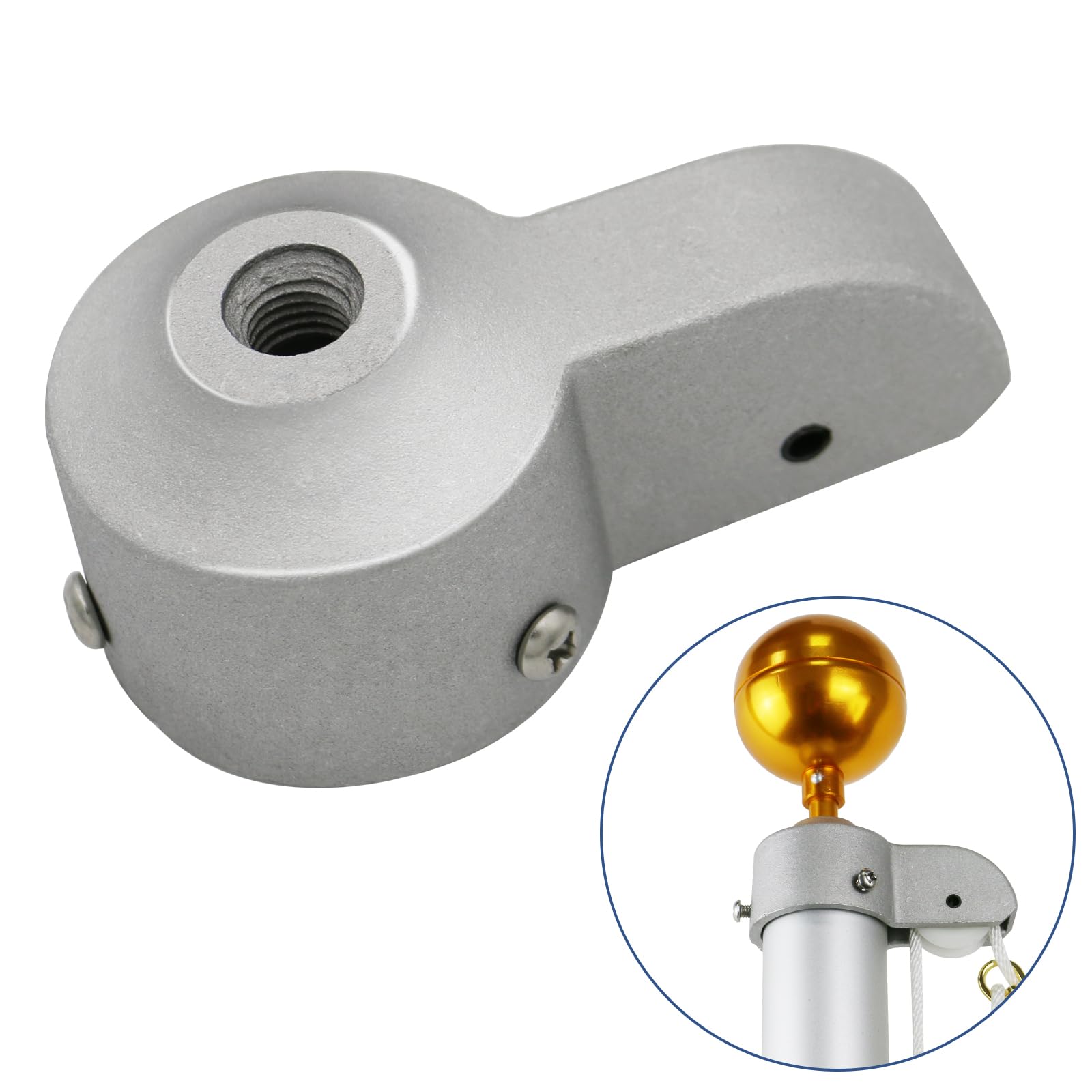 NQ flag pole truck with nylon pulley for easy flag raising.