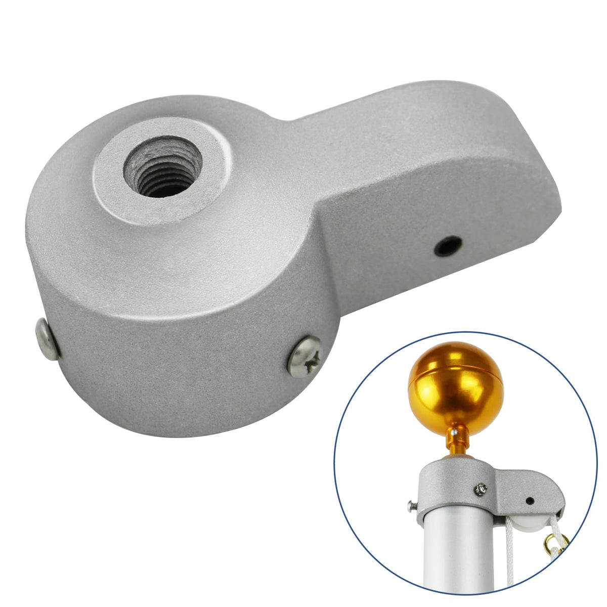 NQ flag pole truck with nylon pulley for easy flag raising.
