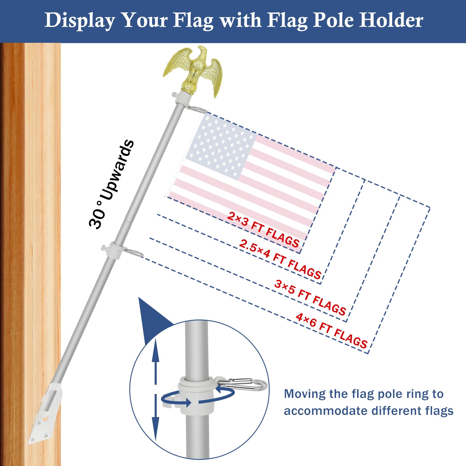 NQ flag pole tubes assembly enables adjustable total height.