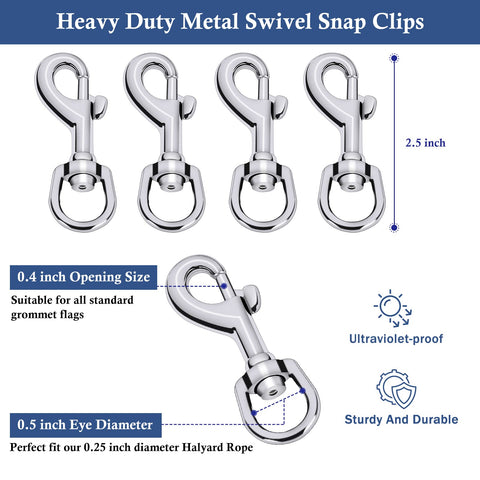 Rugged zinc alloy body of NQ flag clip designed for outdoor use