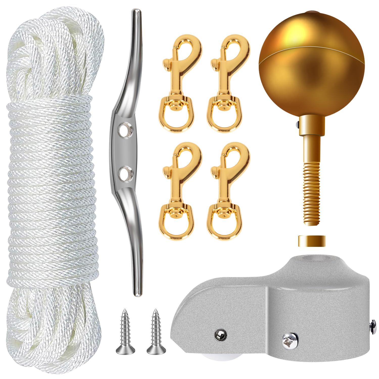 NQ flagpole gold ball topper adds a premium outdoor finish.