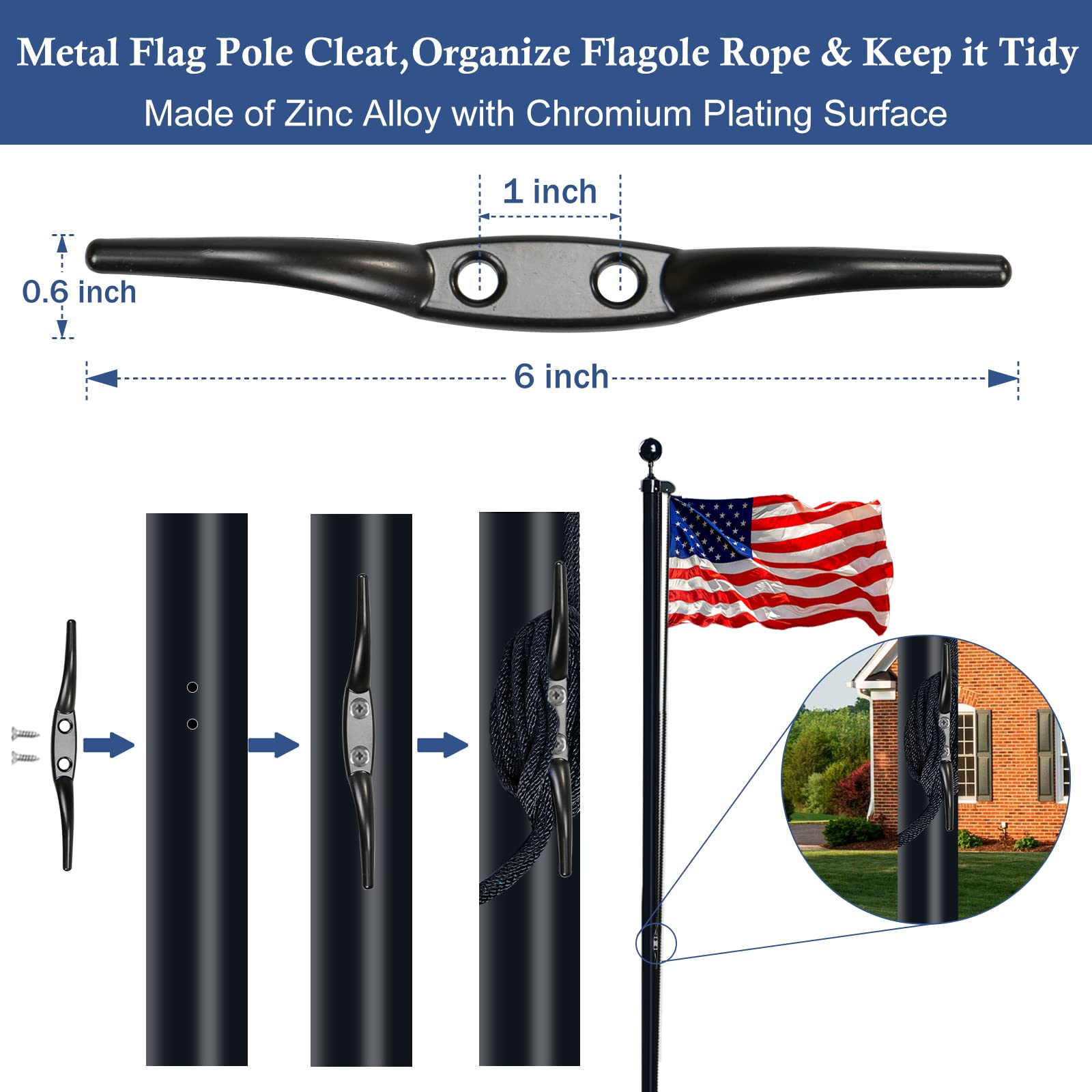 NQ aluminum flagpole hardware kit ready for outdoor display
