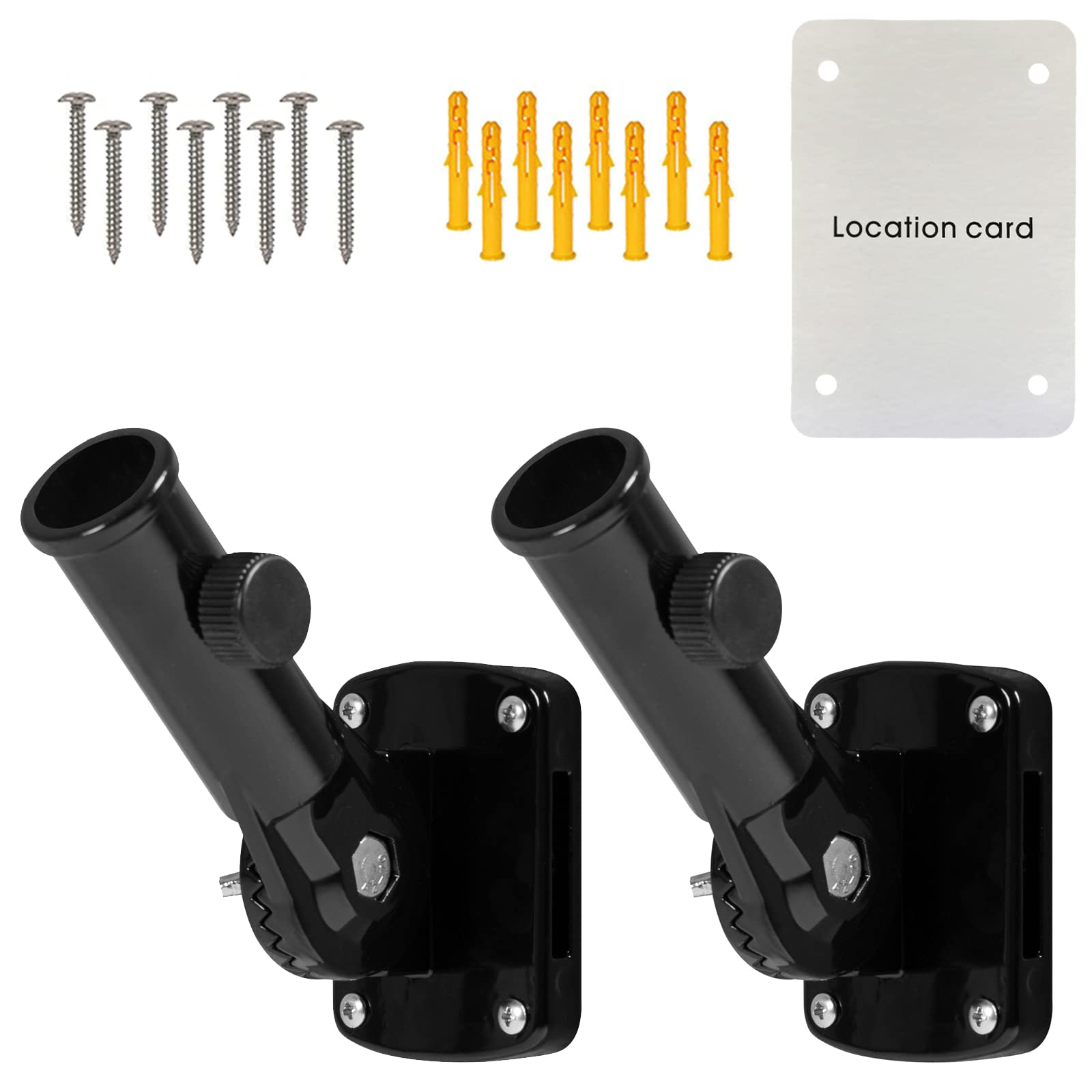NQ flagpole holder adjustable bracket for outdoor mounting, Black 2-pack, front view