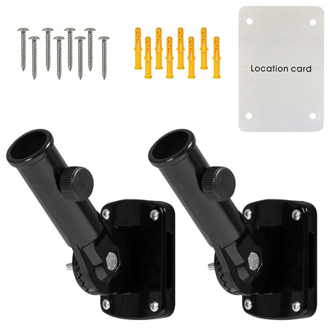 NQ flagpole holder adjustable bracket for outdoor mounting, Black 2-pack, front view