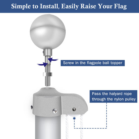 NQ flagpole kit packaging showcases easy installation and complete replacement set.