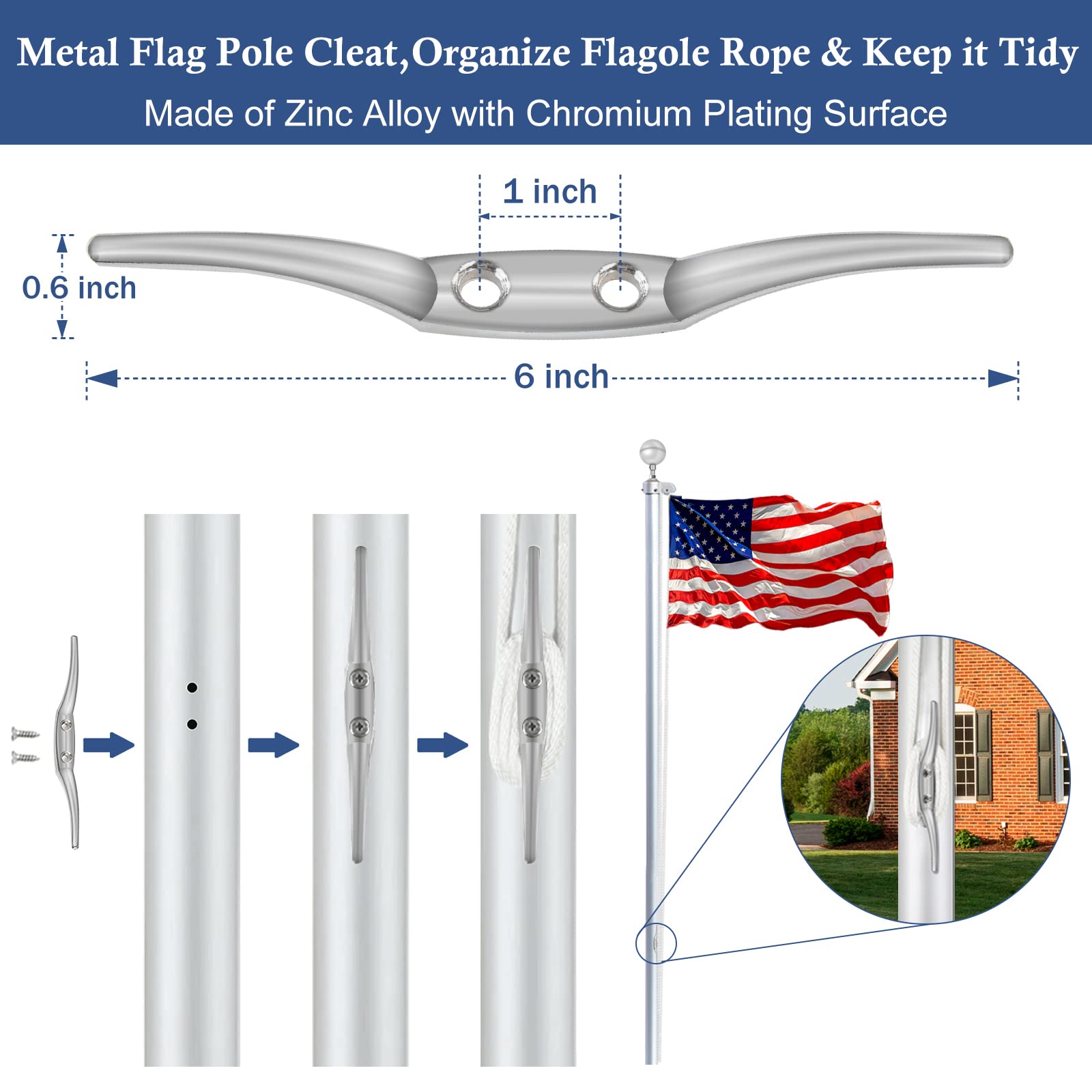 NQ flagpole packaging image displaying the repair parts kit contents