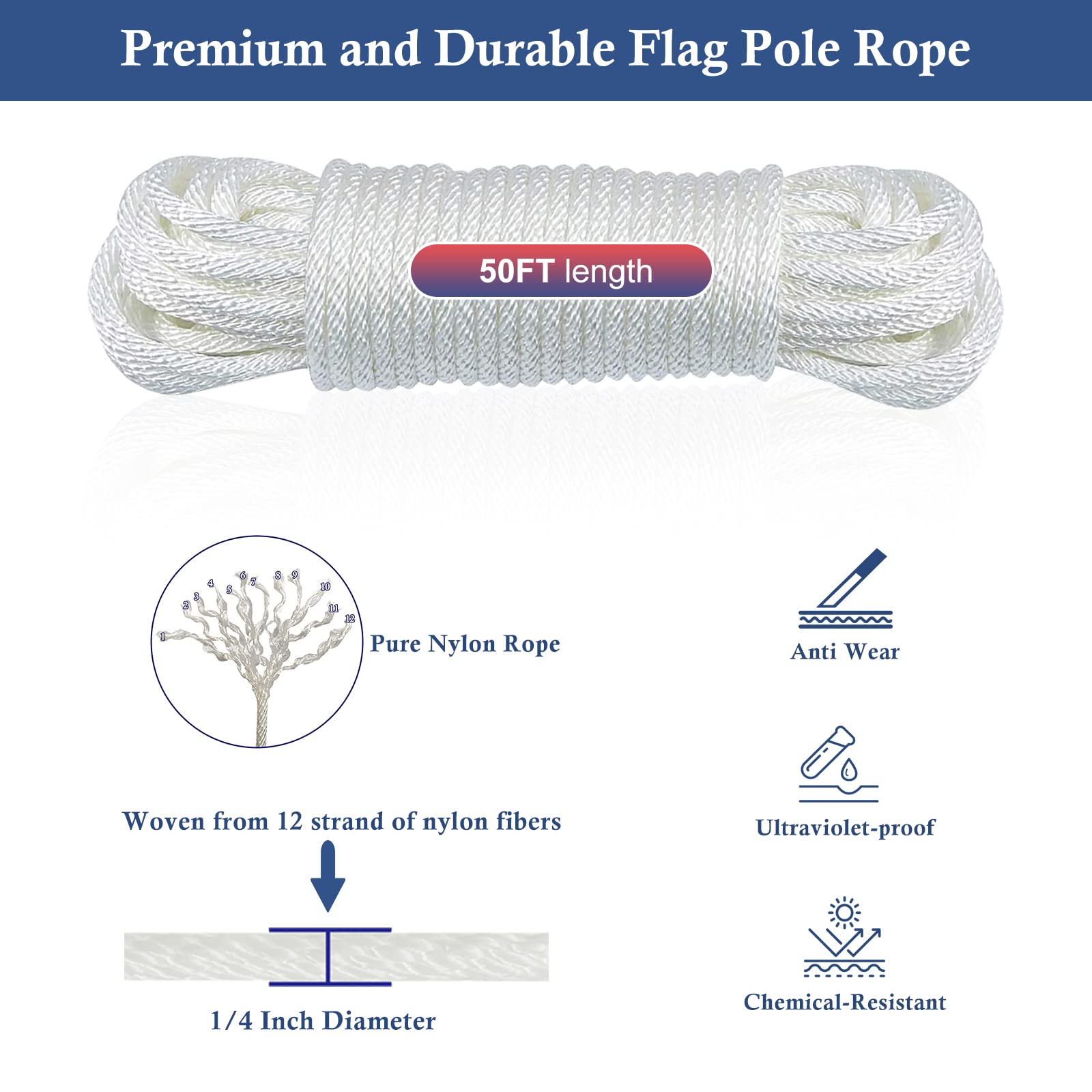 NQ four swivel snaps prevent tangling and support dual flags.
