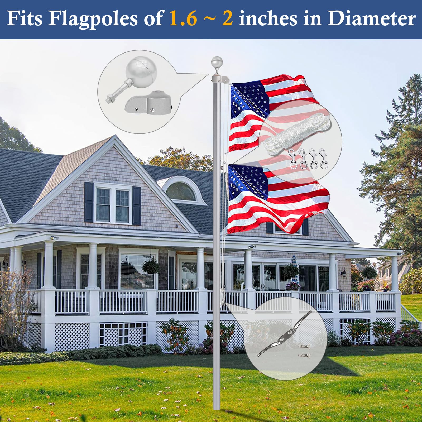 NQ flagpole truck with nylon pulley enabling smooth rope operation