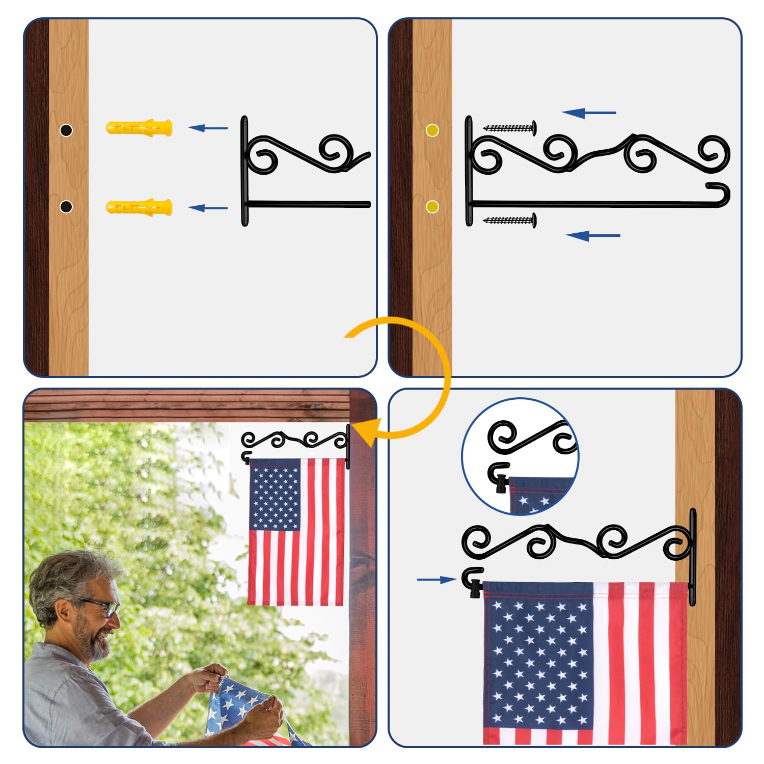 NQ garden flag wall hanger with black coating for outdoor durability