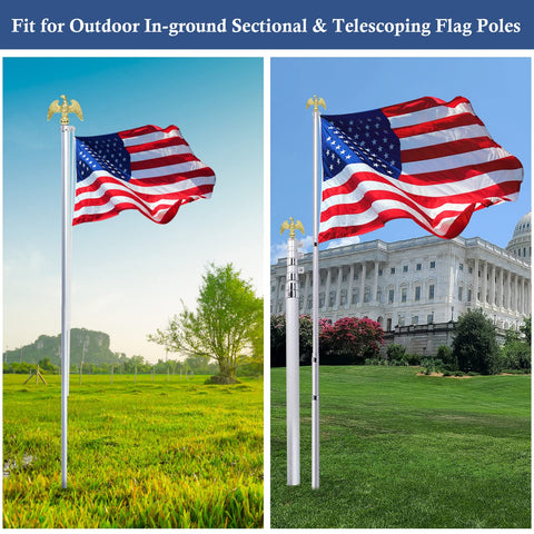 NQ Gold Eagle Finial with 2-inch thread fits many 16–30 ft poles.