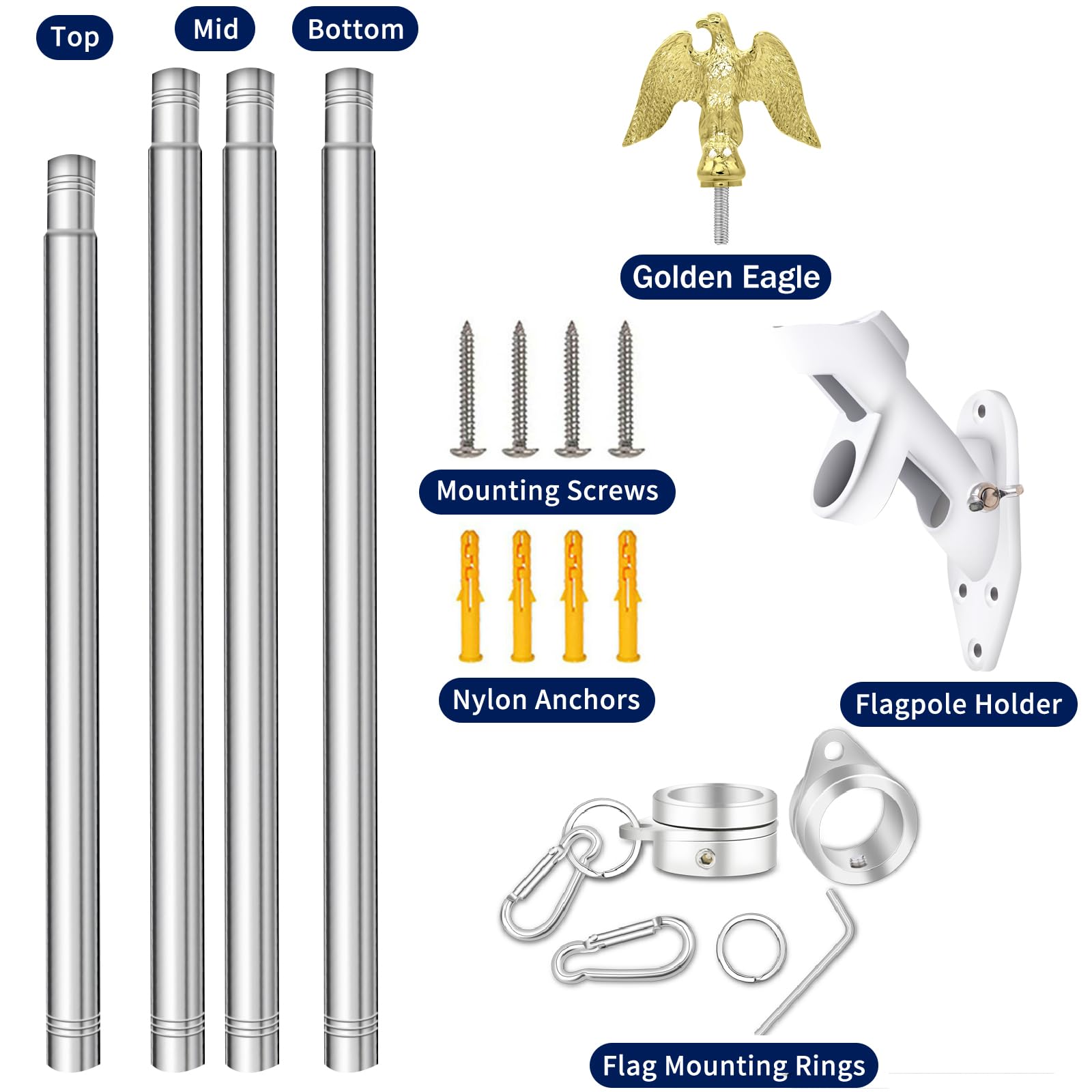 NQ outdoor flag pole kit displayed on porch garden ready for outdoor use