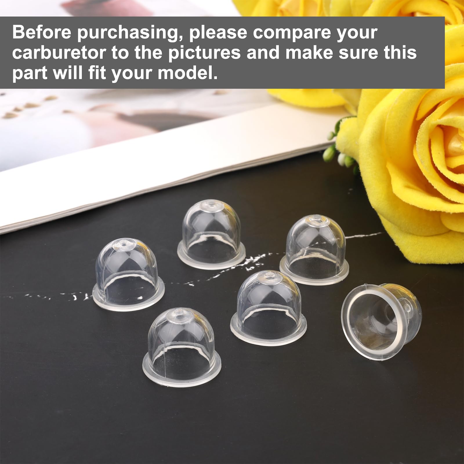 Transparent NQEUEPN primer bulb shows clear fuel flow for reliable priming