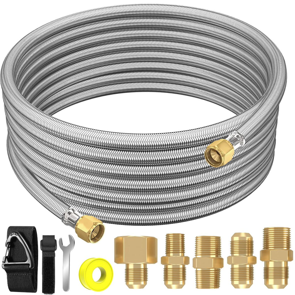 NQN 18ft propane hose assembly for flexible outdoor cooking setups.