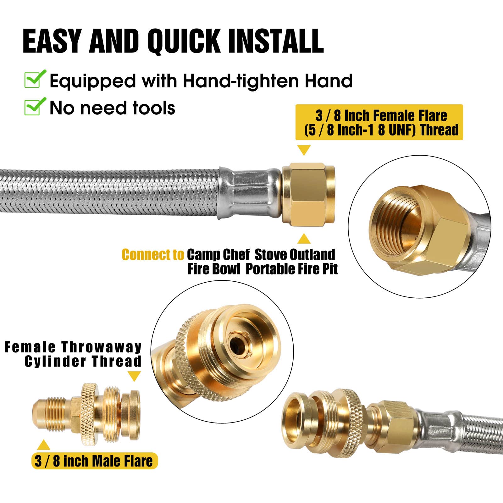 NQN 1lb propane regulator adapter enables fast grill hookup.