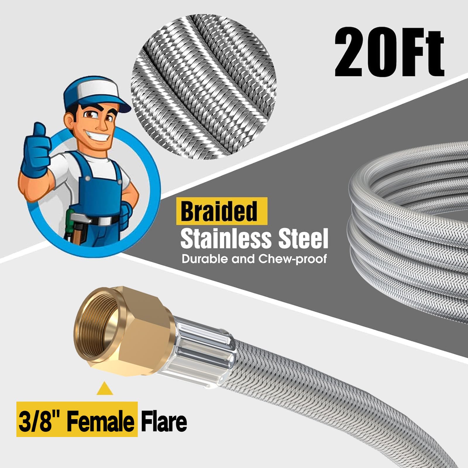 Ball valve switch included with NQN propane hose for flow control