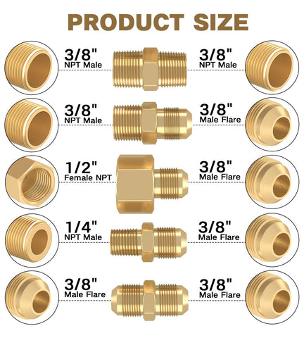 NQN brass adapter set enables versatile connections with multiple fittings.