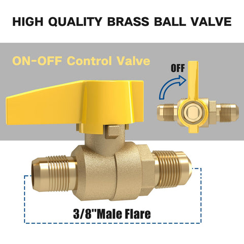 Brass adapter kit with five connections for propane hose flexibility