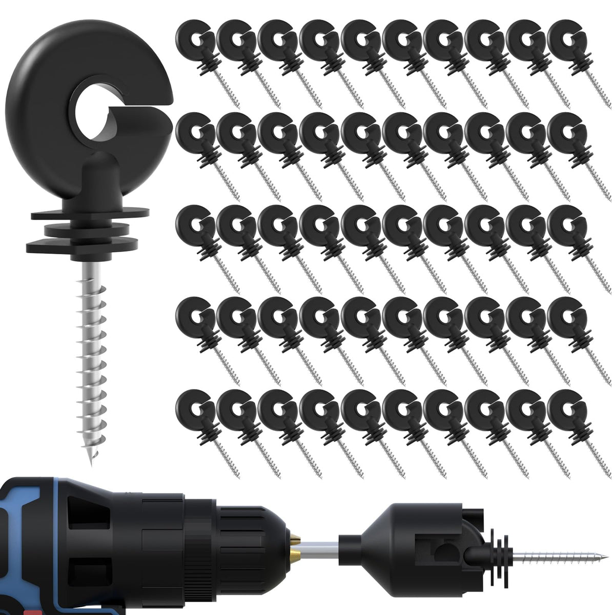 NQN electric fence screw-in ring insulator for secure fencing connections