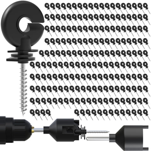 NQN electric fence insulator screw-in ring head for wooden posts and secure connections.