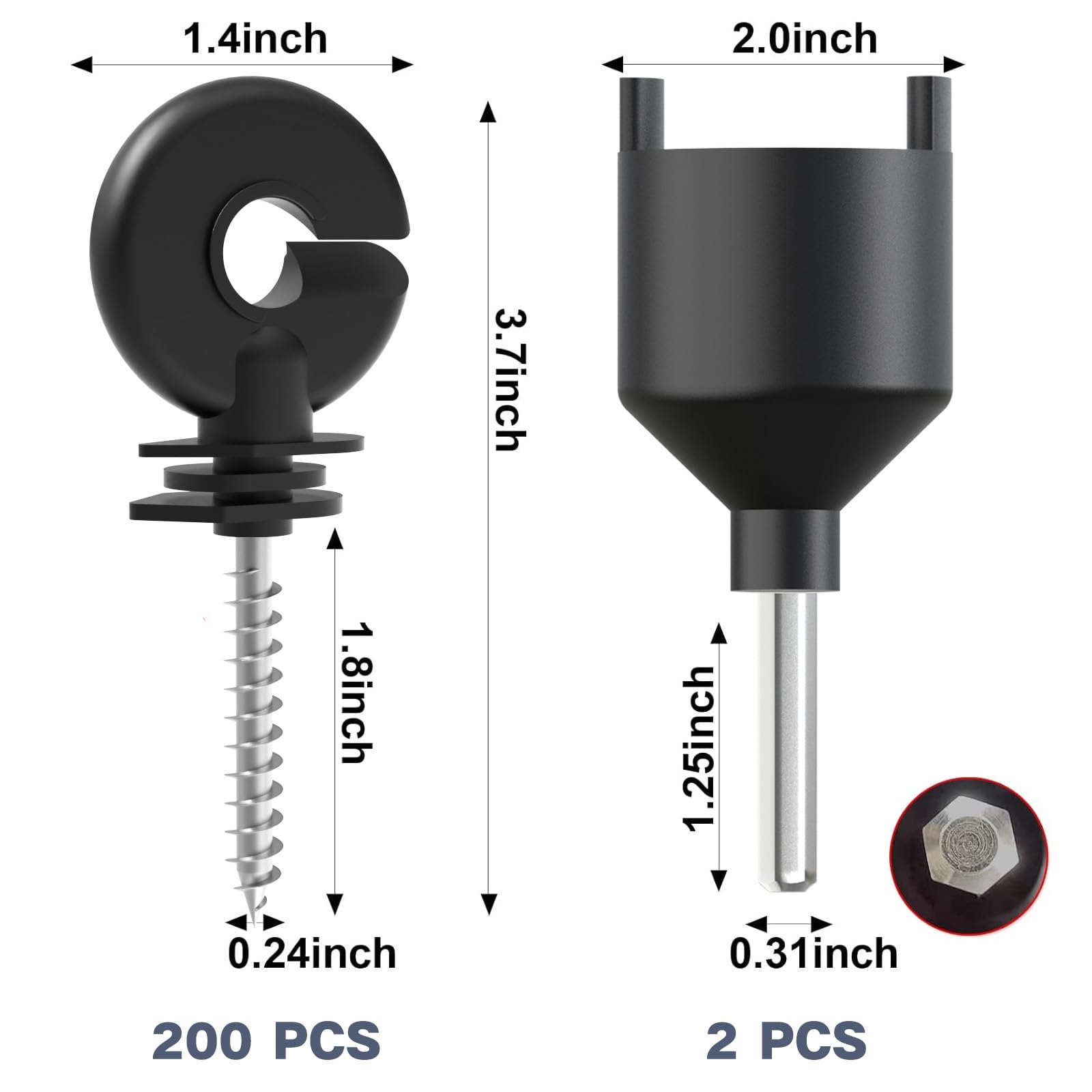 NQN insulator socket tool included for quick drill attachment during installation.