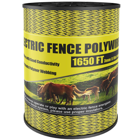 NQN electric fence polywire 1650ft spool for durable temporary fencing