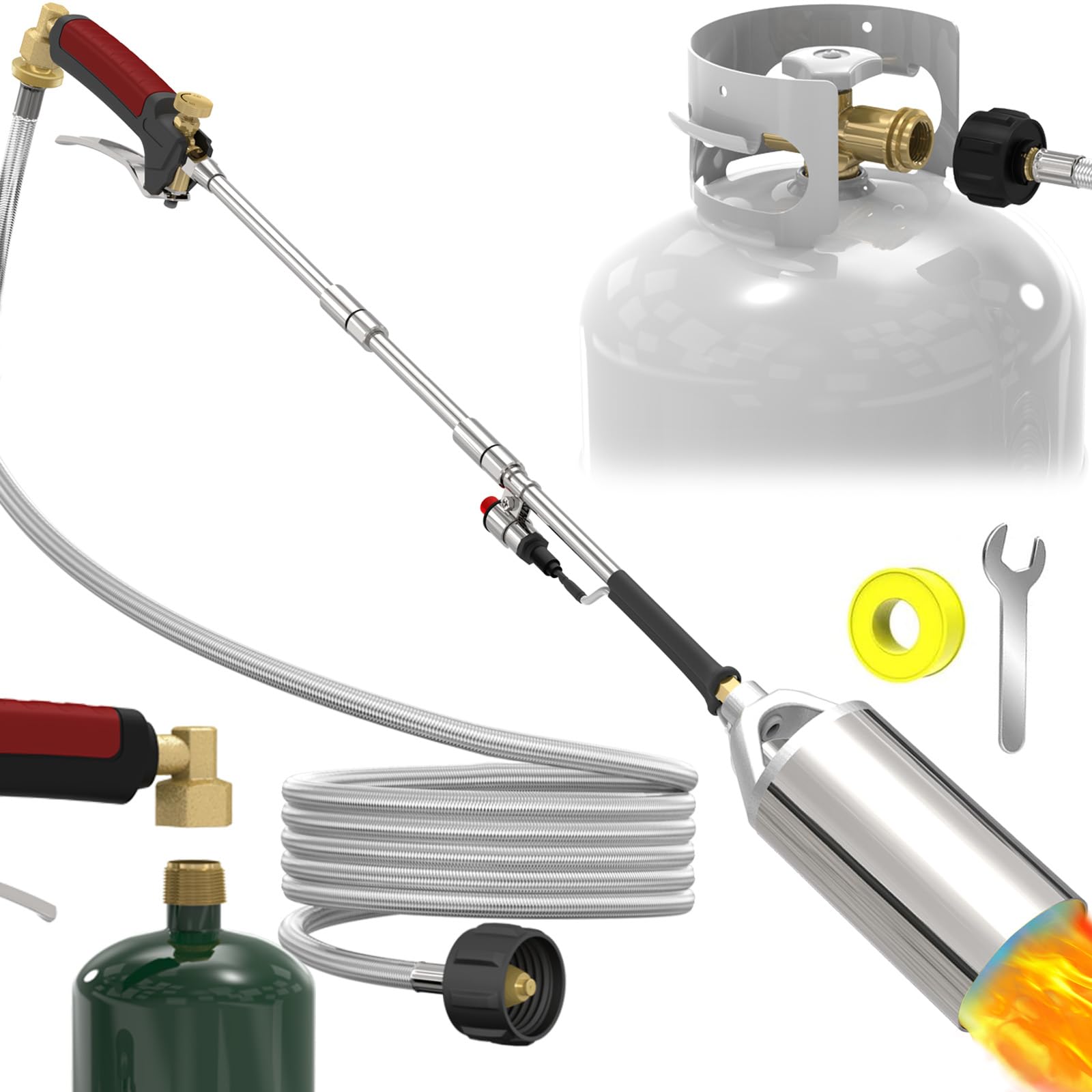 NQN Propane Torch Weed Burner Kit with 40-inch extended reach for outdoor projects.