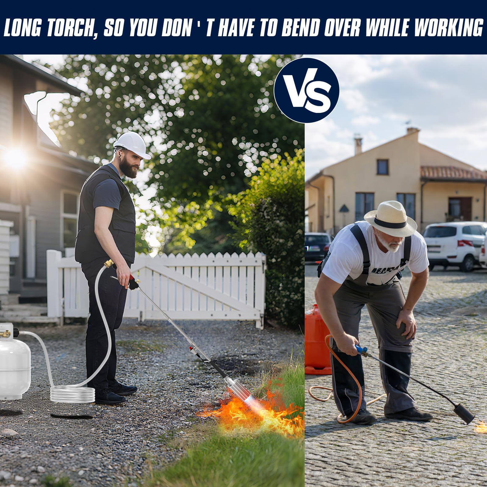 NQN high-BTU nozzle delivers rapid flames for weed removal.