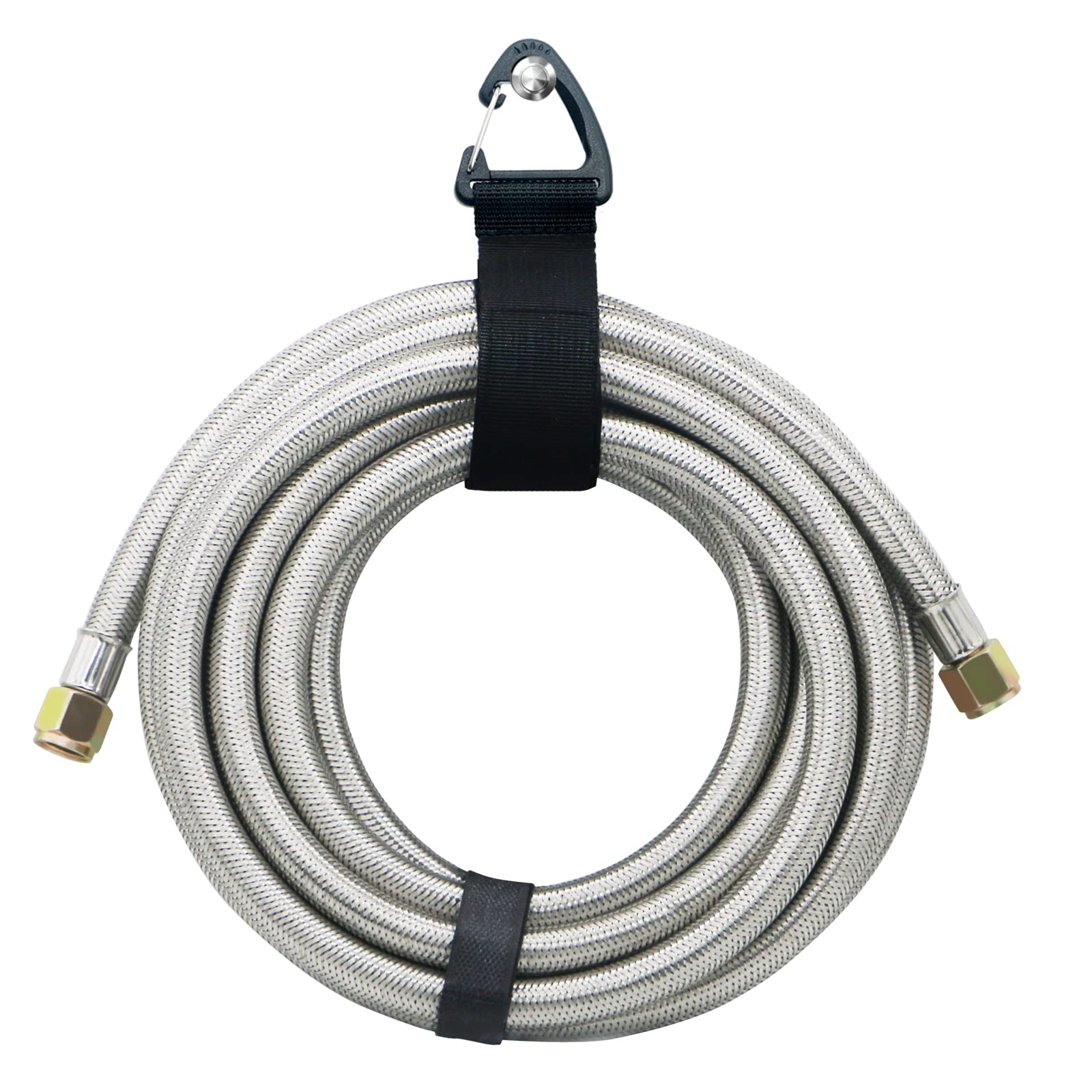 NQN RV travel ready hose for outdoor camping and grilling.