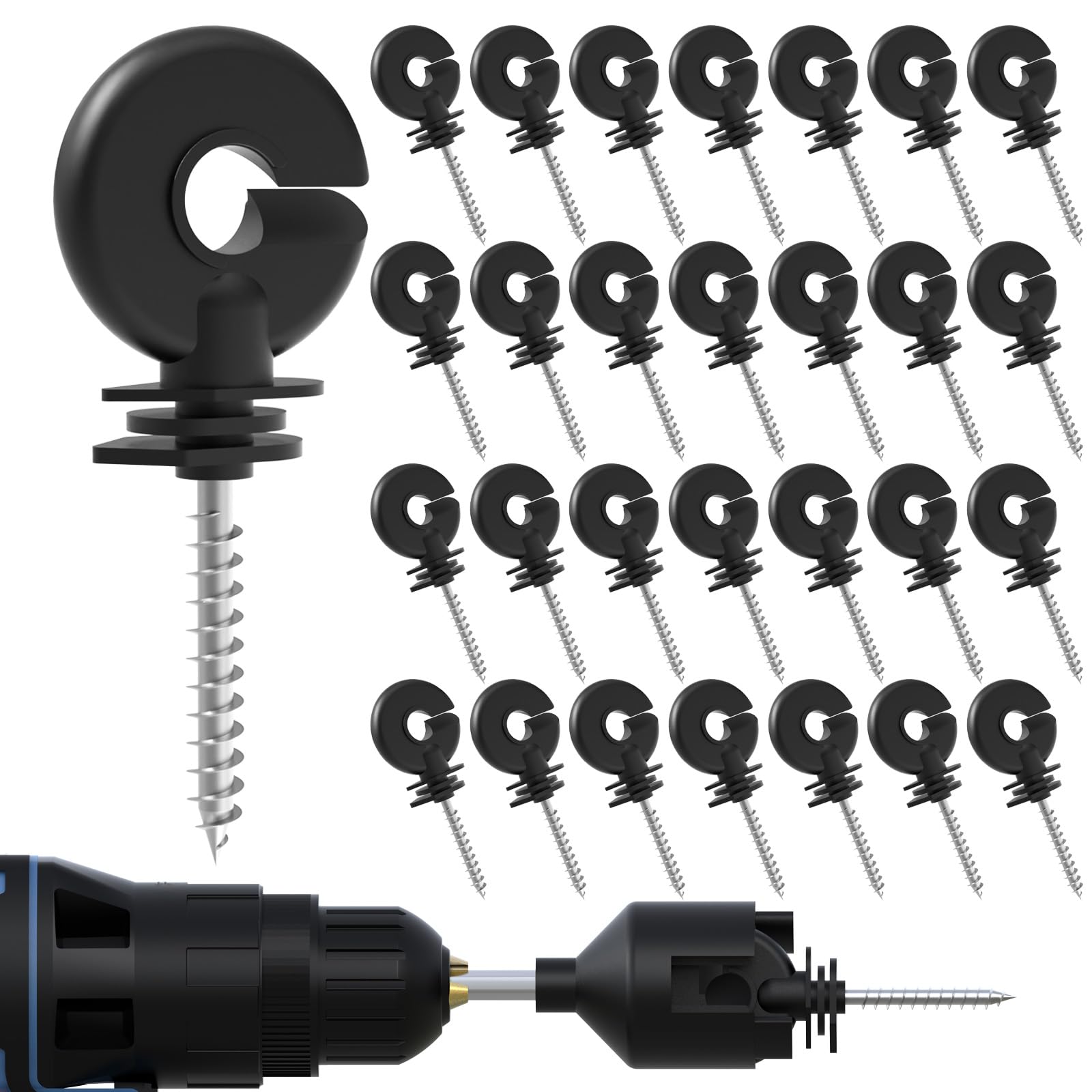 NQN screw-in ring insulator 30pcs, secure fence connections with minimal energy loss.