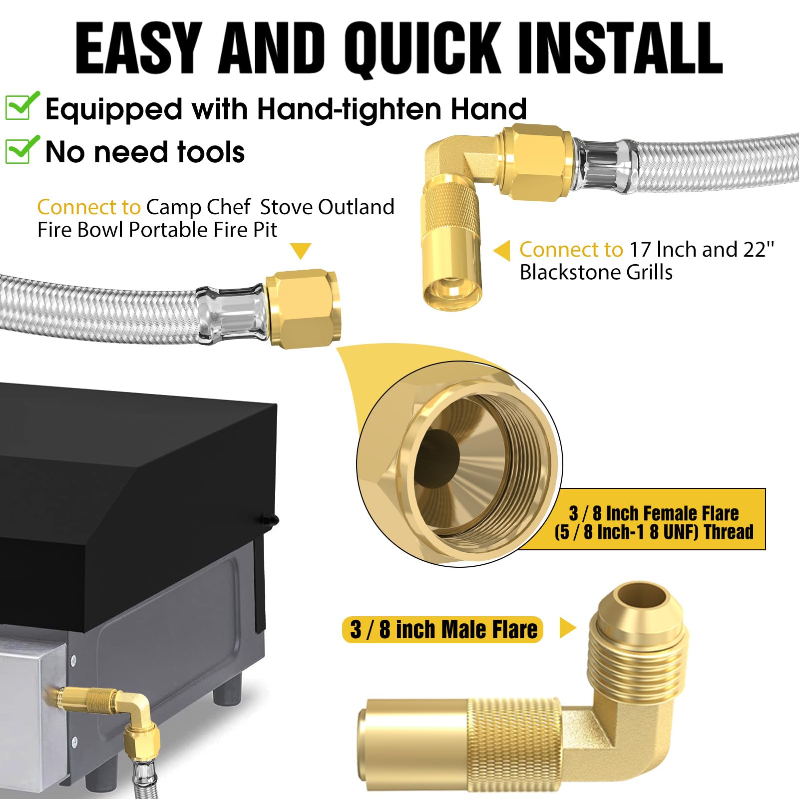 NQN stainless steel braided hose resists weather and wear.