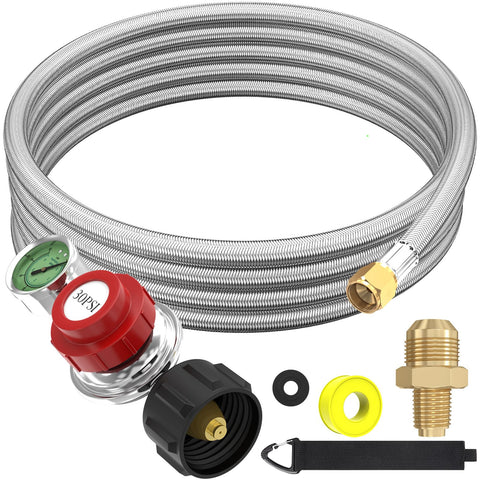 NQN upgraded 12ft propane regulator with gauge for precise heat control.