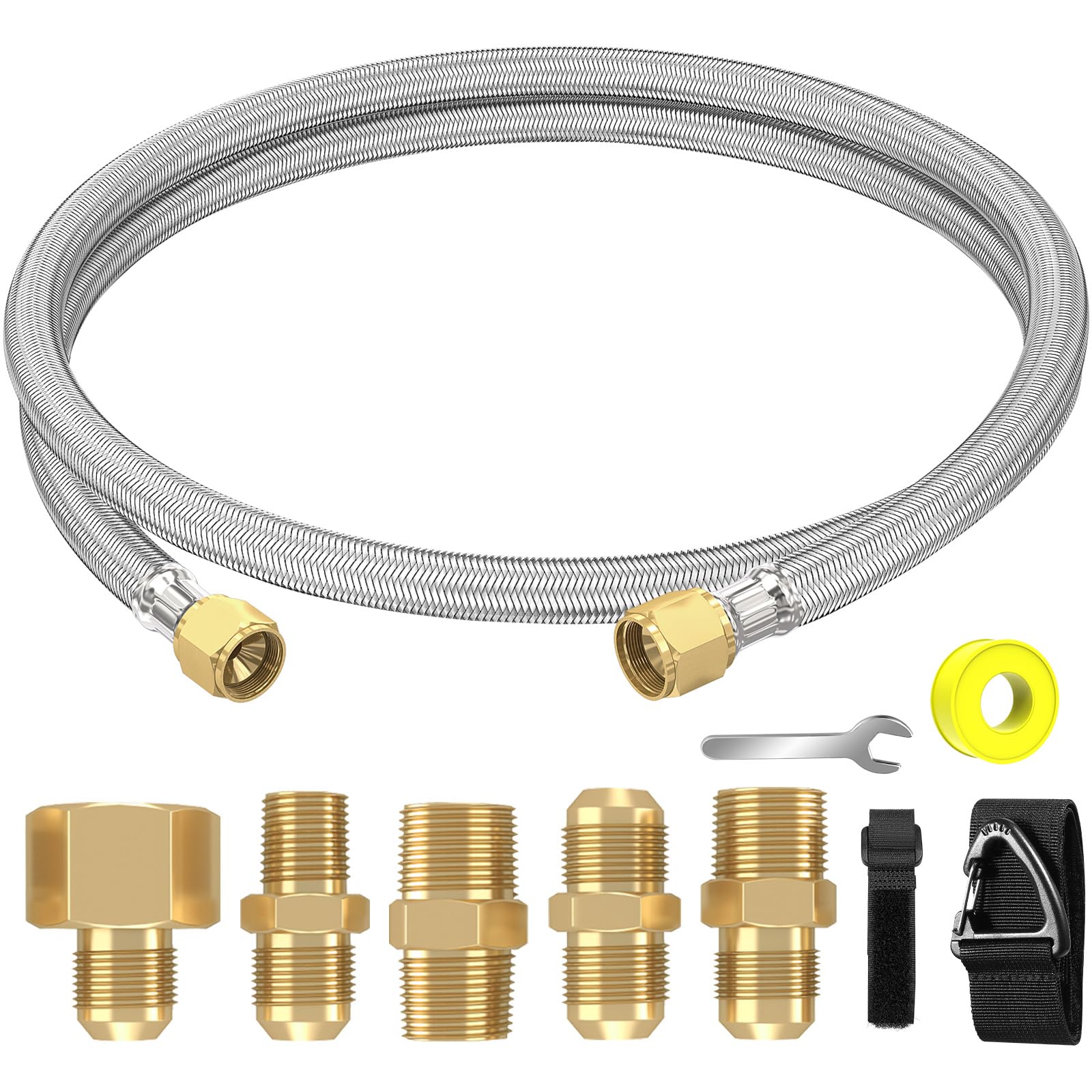 NQN upgraded 6ft propane hose with brass adapters for versatile outdoor grilling