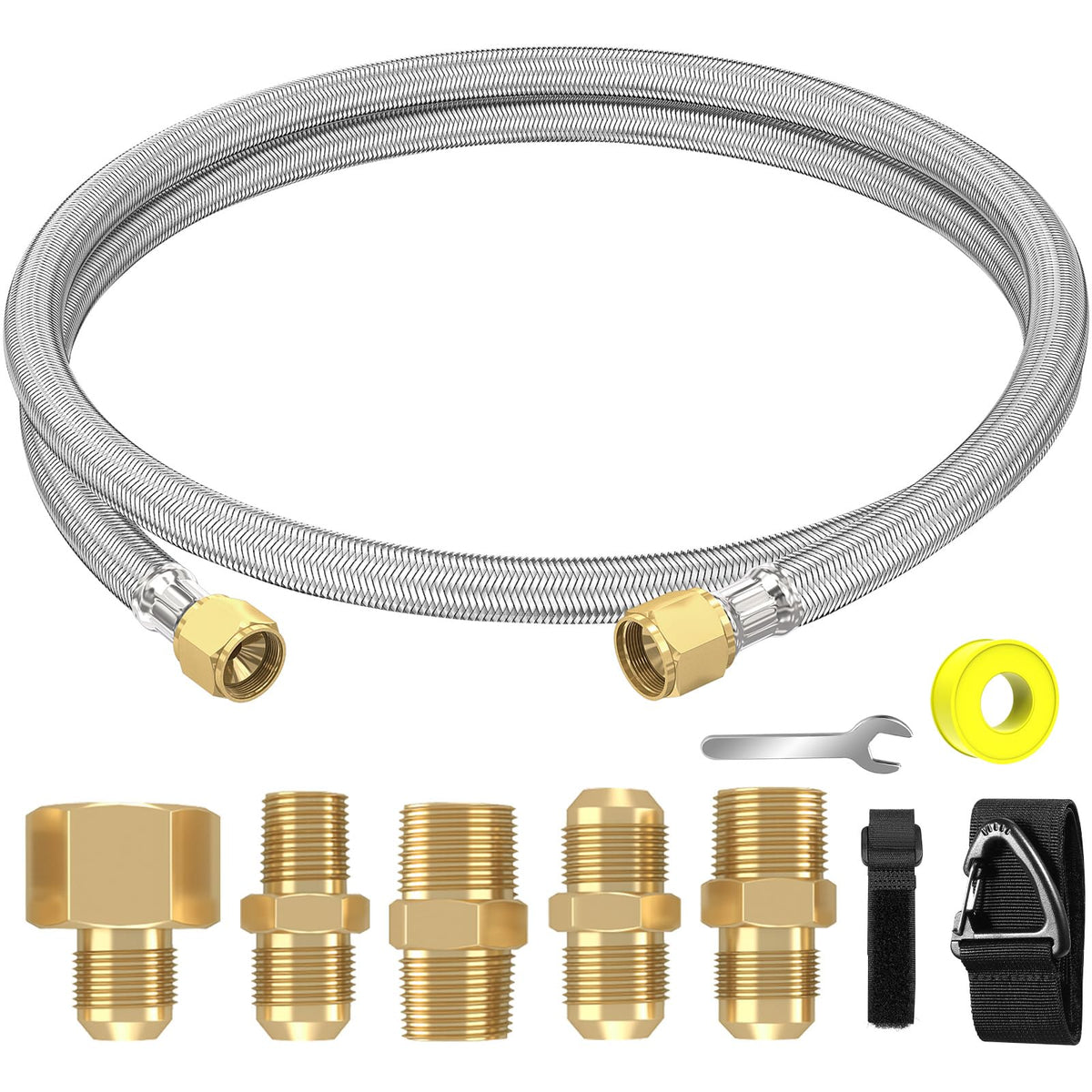 NQN upgraded 6ft propane hose with brass adapters for versatile outdoor grilling