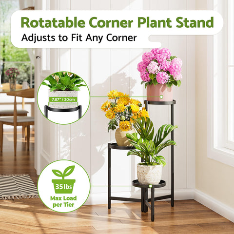 NQW 3-Tier Plant Stand with 7.9-inch trays supports upright balcony plants.