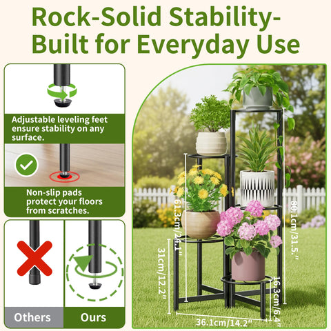 NQW Metal stand with rust-resistant finish for indoor and outdoor use.