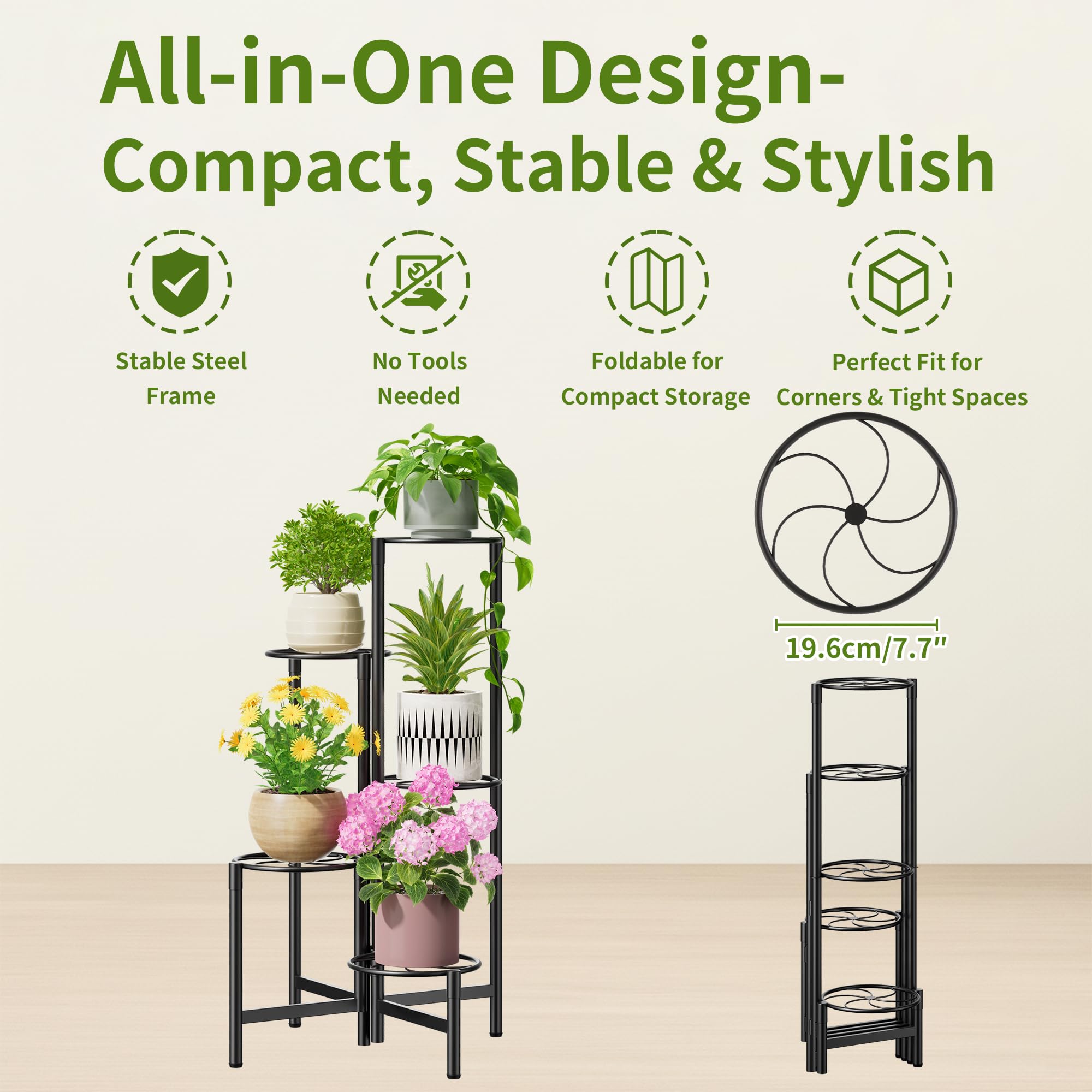 NQW Outdoor-ready plant shelf on balcony or patio.