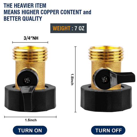Nraxiot brass hose shut-off valve with 3-4 inch connection for easy setup.