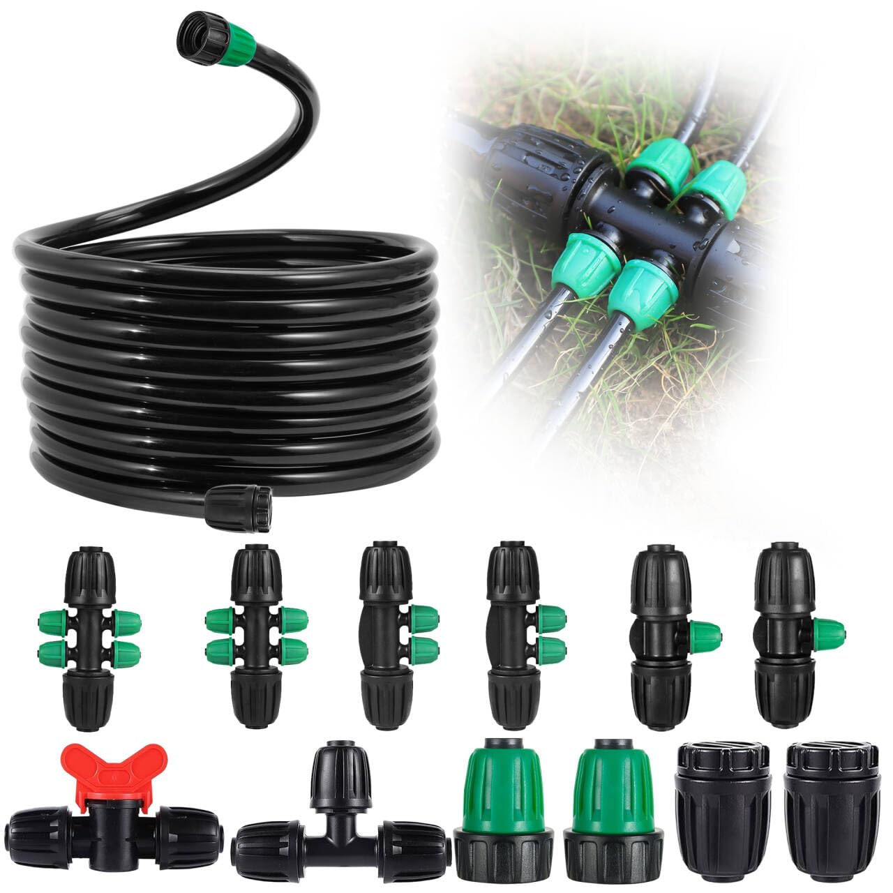NRWRTY anti-drop tubing 33ft shown for reliable garden irrigation