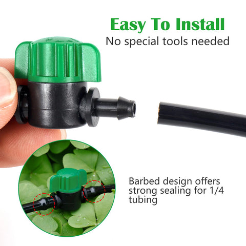 NRWRTY drip valves connection to 1/4 inch tubing for easy setup