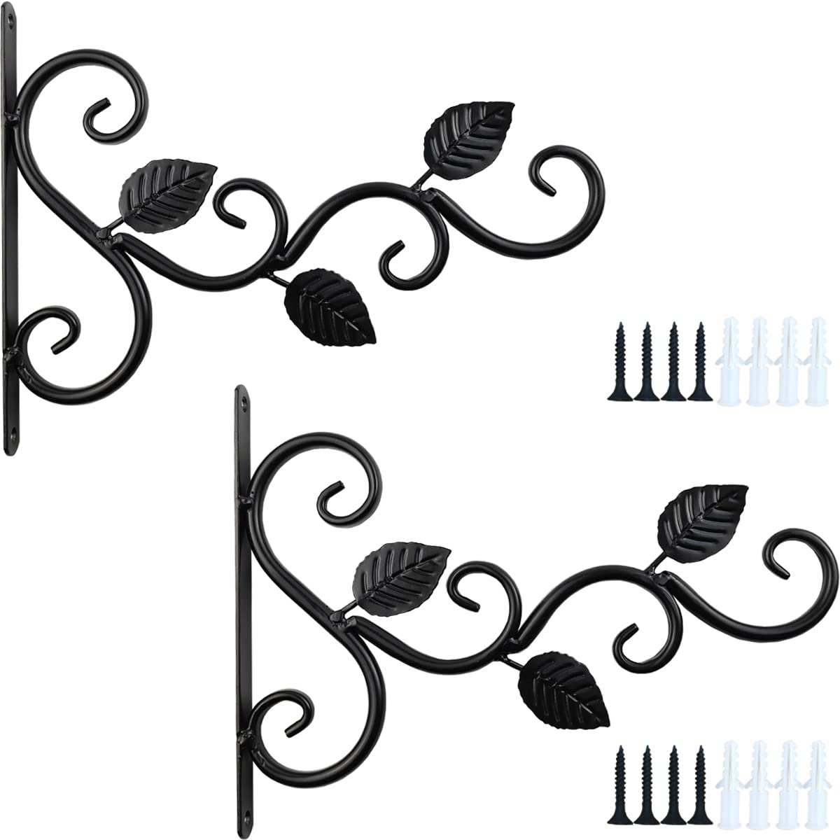 NSBELL plant bracket wall mount in black for sturdy outdoor hanging