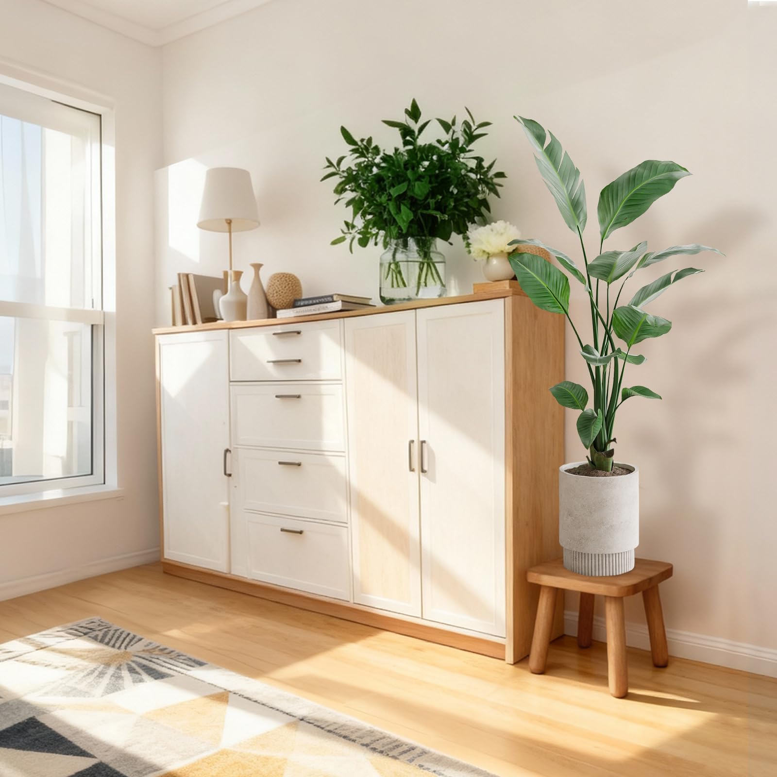 NtrlQidu wooden plant stand stool showing compact design
