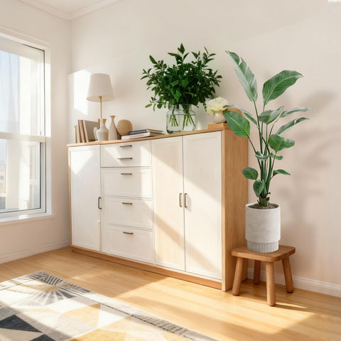 NtrlQidu wooden plant stand stool showing compact design