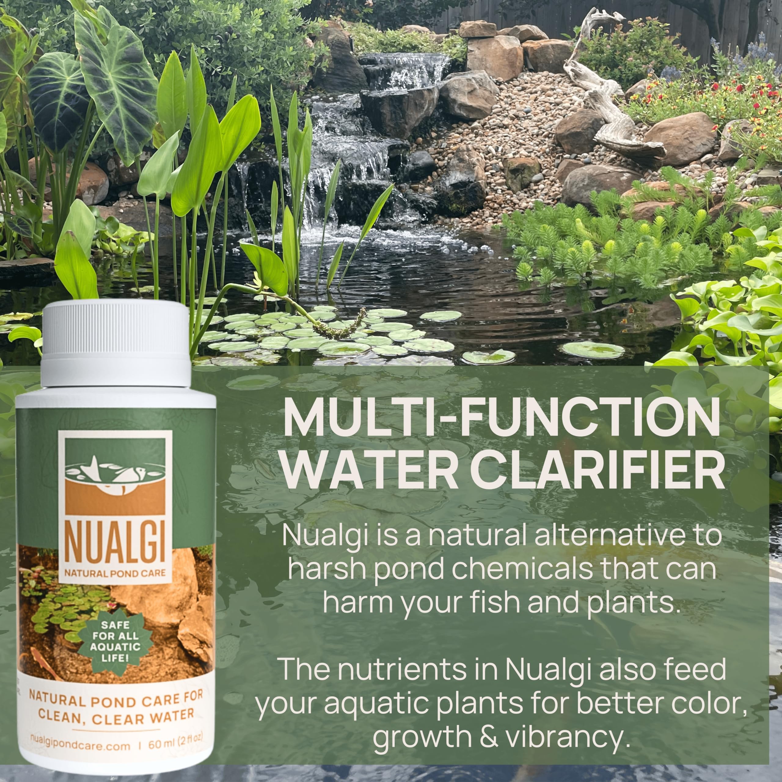 Nualgi Pond Care Treats provide micronutrients for vibrant plants and balanced pH.